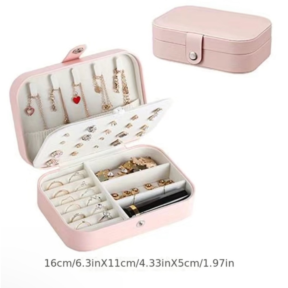 Pink Compact Travel Jewelry Organizer Box